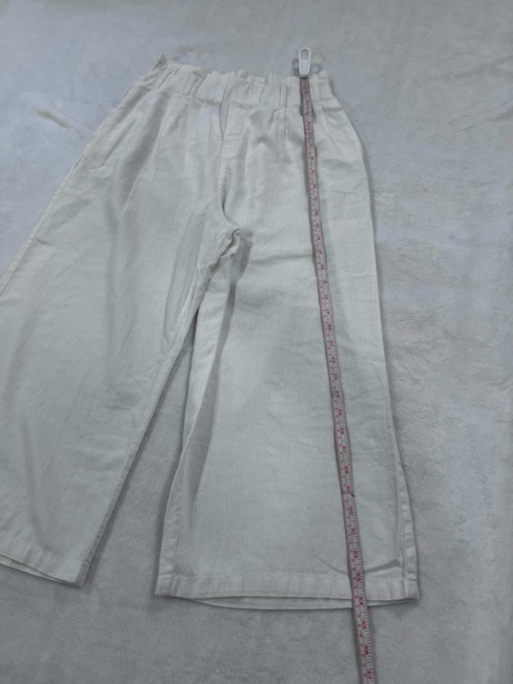 Coffee Bean White Linen Blend Wide Leg Pants Paperbag Waist Size M - Picture 3 of 13